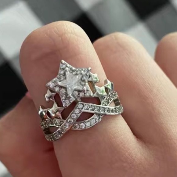 ⭐️Sterling Silver Shooting Star CZ Diamond Shooting Star Ring - Picture 3 of 13